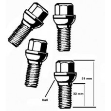 Wielbouten galvaniseerd, M14 X 1.5 key 17 thread 32, ball