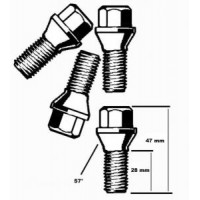 Wielbouten verchroomd, M14 X 1.5 key 17 thread 27, 57'