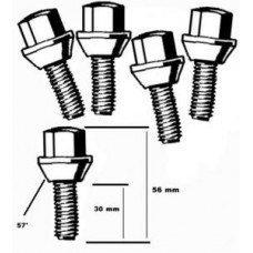 Wielbouten verchroomd, M12 X 1.5 key 17 thread 30, 57'